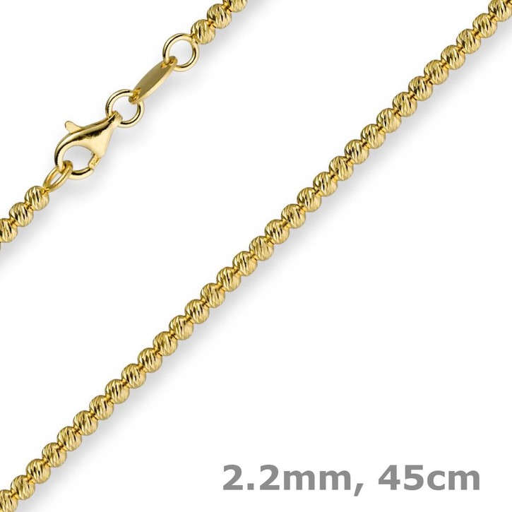 2.2mm Kügelchenkette 750 Gelbgold 45cm
