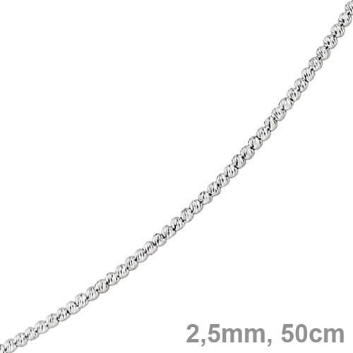 2.5mm Kugelkette 750 Weißgold 50cm