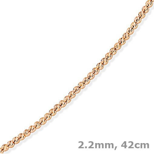 2.2mm Kugelkette 750 Rotgold 42cm