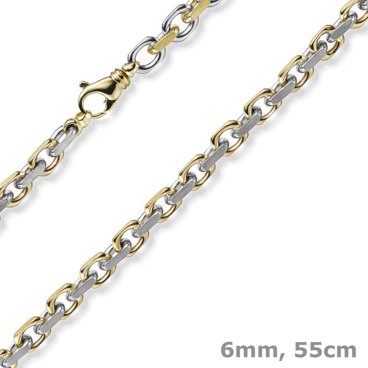 6mm Ankerkette 585 Gelbgold und Weißgold bicolor 55cm