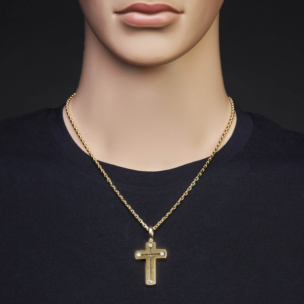 Anhänger Kreuz 38x26mm 585 Gold gelb weiß bicolor