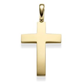 Großer Anhänger Kreuz 44,5x30mm 585 Gold Gelbgold Halsschmuck schlicht glänzend