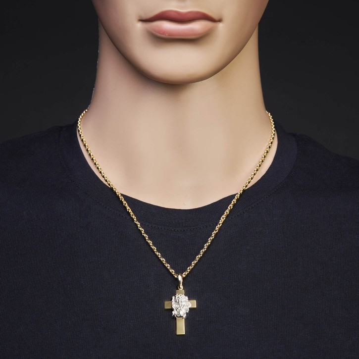 Anhänger Kreuz mit Jesus 32.5x21.5mm 585 Gold bicolor