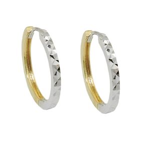Creolen 17x2mm Ohrringe Ohrschmuck, 375 Gold Gelbgold rund bicolor diamantiert