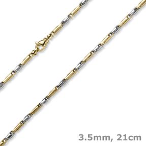 3,5mm Phantasie-Armband Armkette 585 Gold Gelbgold & Weißgold massiv 21cm Unisex