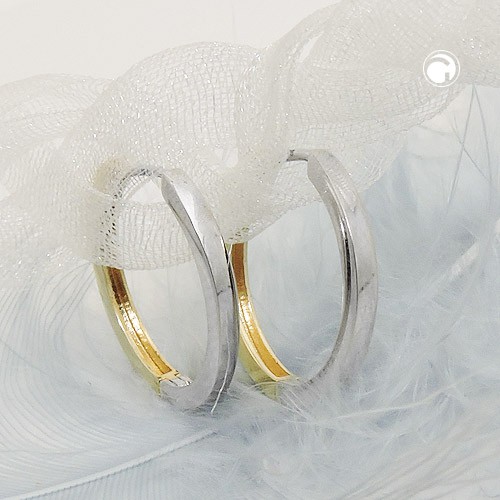 Creolen 17x2mm rund schmal 375 Gold bicolor