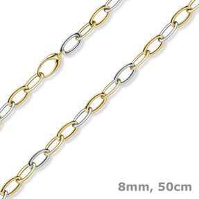 8mm Weit-Anker-Kette Phantasie Halskette Collier 585 Gold Gelbgold Weißgold 50cm