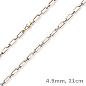 4,5mm Weit-Anker-Vierkant-Armband Armschmuck 585 Gold Weißgold & Rotgold 21cm