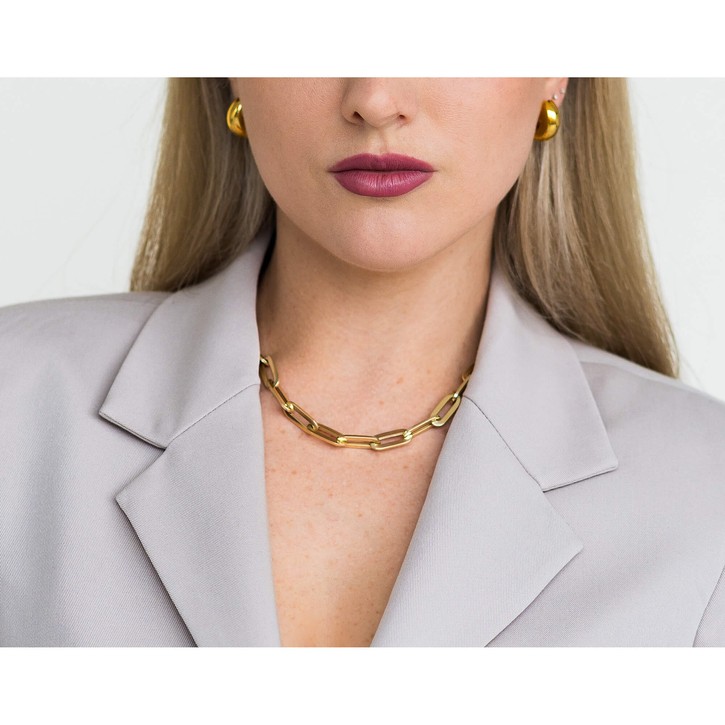 8mm Paper Clip Kette 585 Gelbgold 45cm