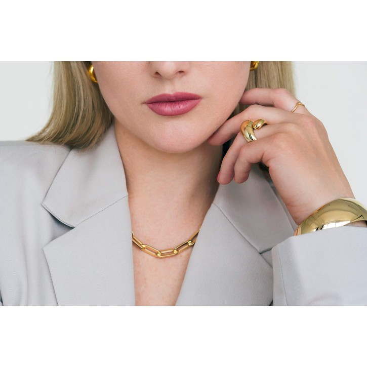 8mm Paper Clip Kette 585 Gelbgold 45cm