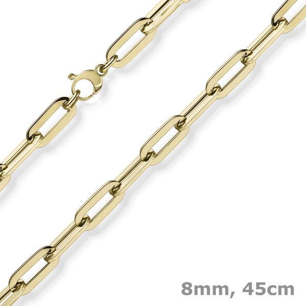 8mm Weit-Anker-Vierkant-Kette 585 Gelbgold 45cm