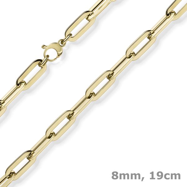 8mm Weit-Anker-Vierkant-Armband 585 Gelbgold 19cm