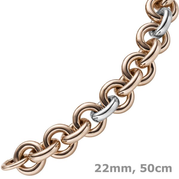 22mm Breite Rundanker-Kette 585 Gold bicolor 50cm