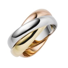 3-er Ring 3x4,5mm 585 Gold Gelbgold Weißgold Rotgold massiv tricolor Trinity