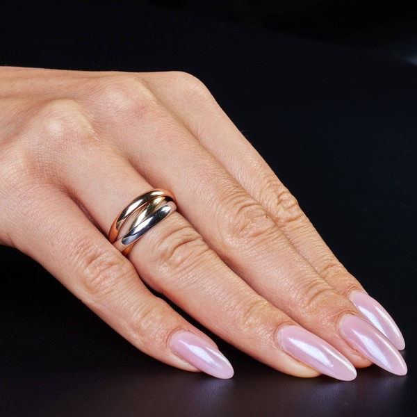3-er Ring 3x4.5mm aus 585 Gold tricolor