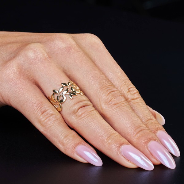 Ring Olivenzweig aus 585 Gold Gelbgold