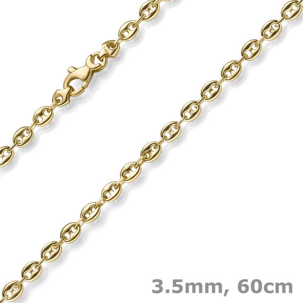 3.5mm Bohnenkette Schiffsankerkette 585 Gelbgold 60cm