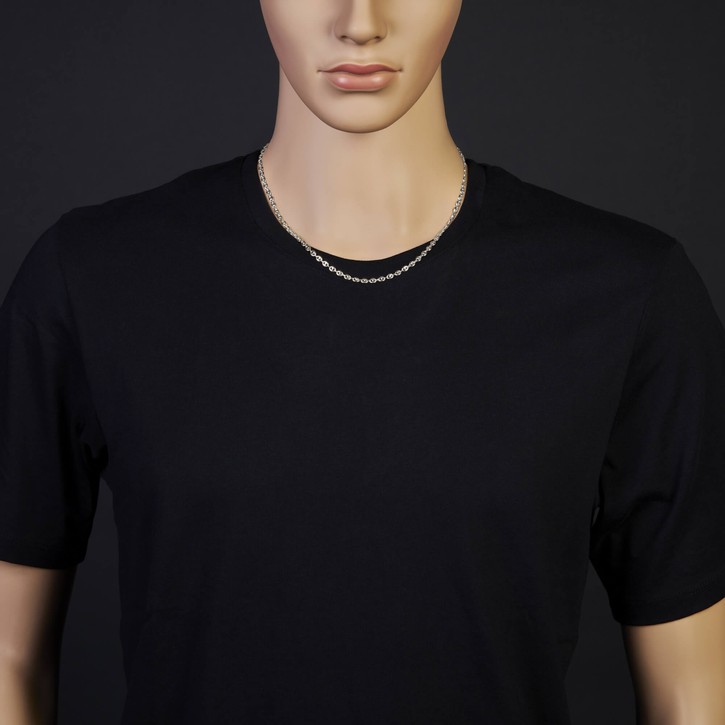 3.5mm Bohnenkette Schiffsankerkette 585 Weißgold 50cm