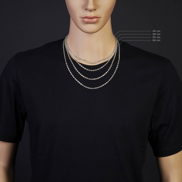 3.5mm Bohnenkette Schiffsankerkette 585 Weißgold 55cm