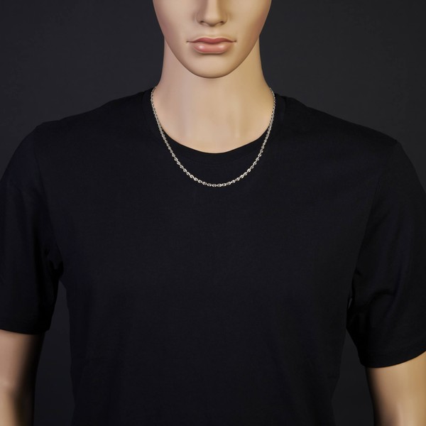 3.5mm Bohnenkette Schiffsankerkette 585 Weißgold 55cm