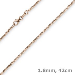 1,8mm Kette Collier Kugelkette diamantiert aus 585 Gold Rotgold 42cm