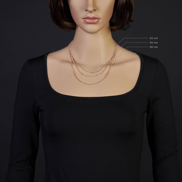 1.8mm Kugelkette diamantiert 585 Rotgold 42cm