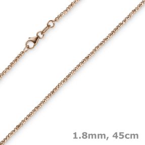 1,8mm Kette Collier Kugelkette diamantiert aus 585 Gold Rotgold 45cm