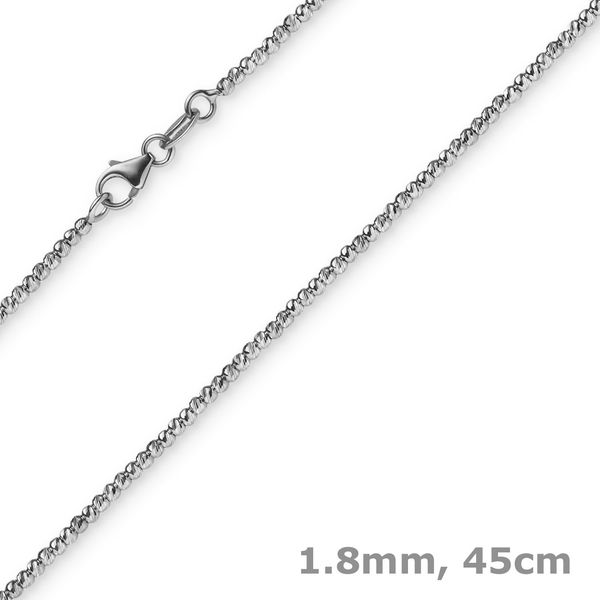 1.8mm Kugelkette diamantiert 585 Weißgold 45cm