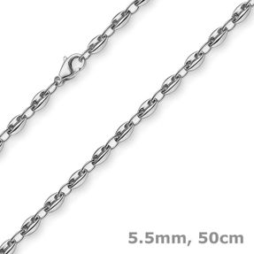 5,5mm Ankerkette Kette Collier Schiffsanker Halskette aus 585 Gold Weißgold 50cm