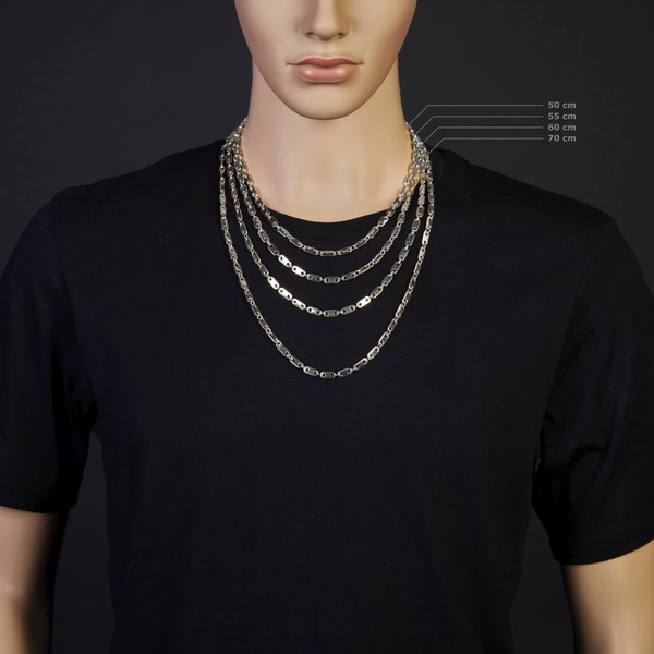 5.5mm Plattenkette aus 585 Weißgold 55cm