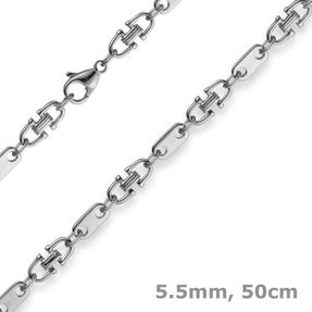 5,5mm Platte-Steigbügel Kette Collier Halskette aus 585 Gold Weißgold 50cm