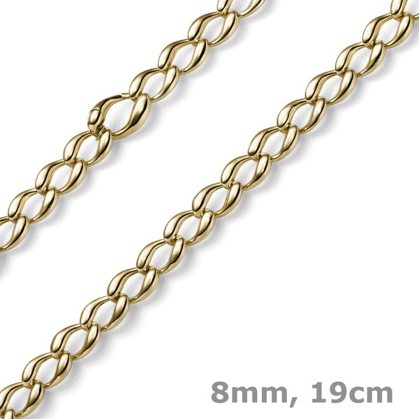 8mm Armband Phantasiekette aus 585 Gelbgold 19cm