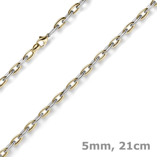 5mm Armband Phantasiekette 585 Gold gelb weiß 21cm