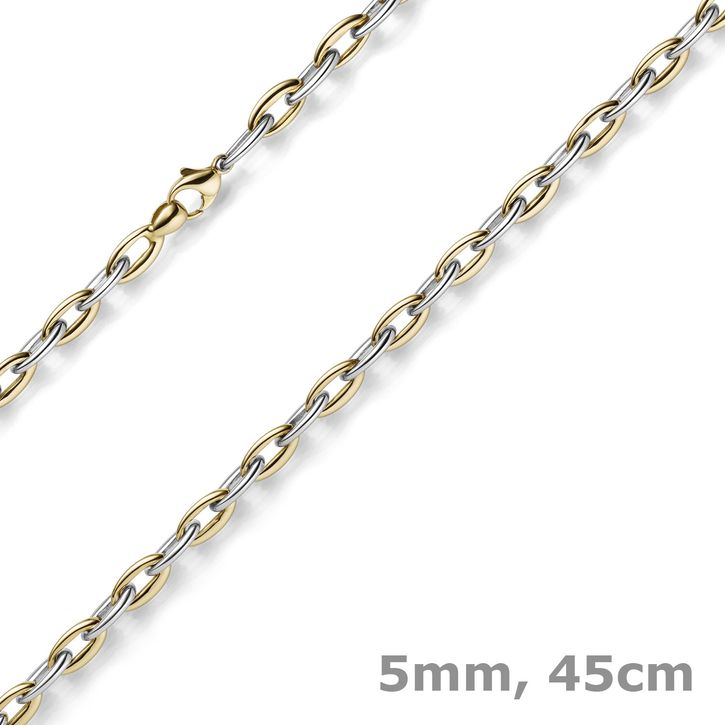 5mm Phantasiekette aus 585 Gold gelb weiß 45cm