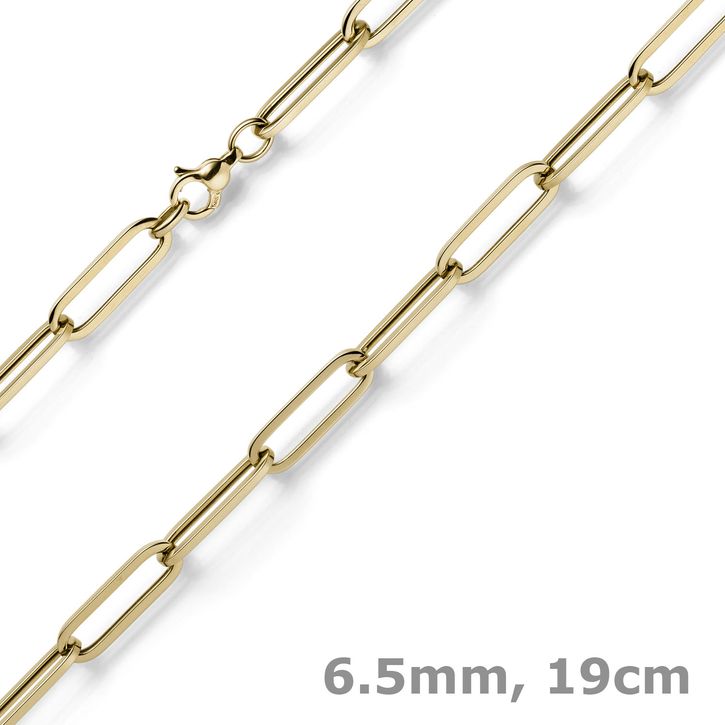 6.5mm Armband Weit-Ankerkette aus 585 Gelbgold 19cm