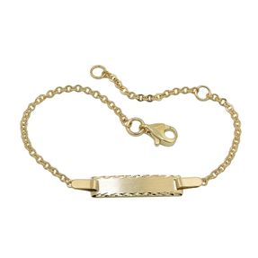 Kinder-Armband mit Gravurplatte Schildarmband 375 Gold Gelbgold 12-15cm