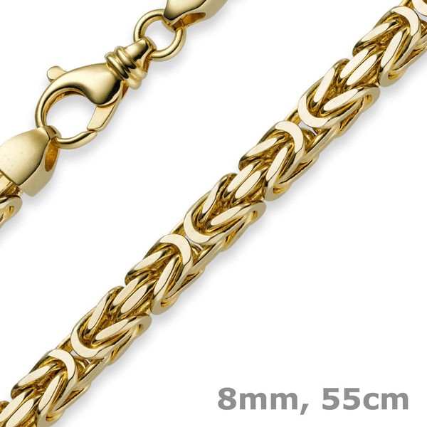 8mm Königskette aus 750 Gelbgold 55cm