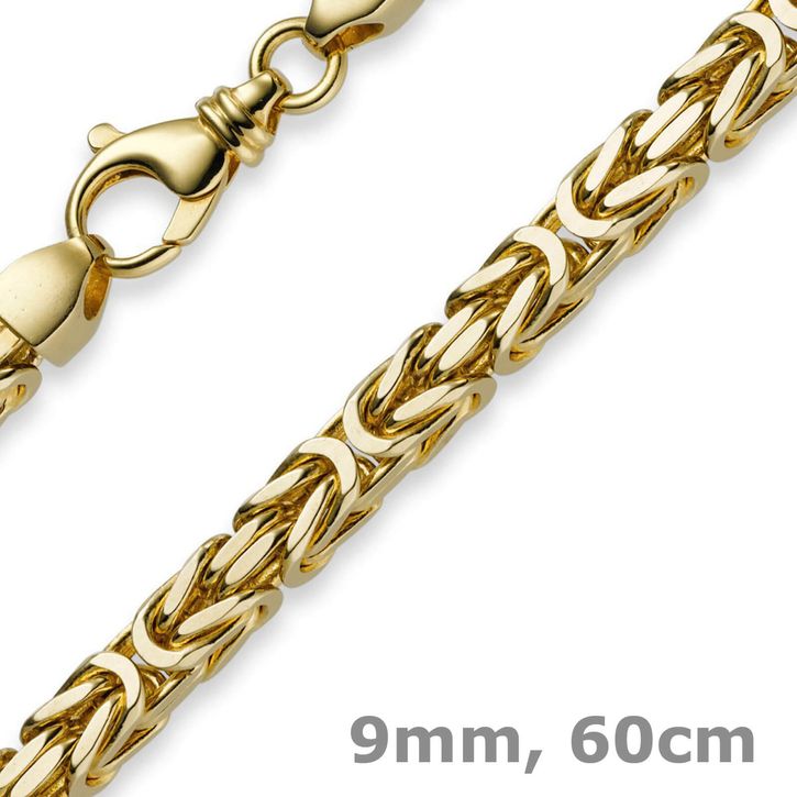 9mm Königskette aus 585 Gelbgold 60cm