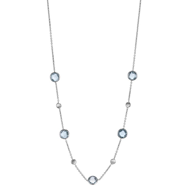 Collier aus 585 Weißgold mit 5 Blautopasen 45cm