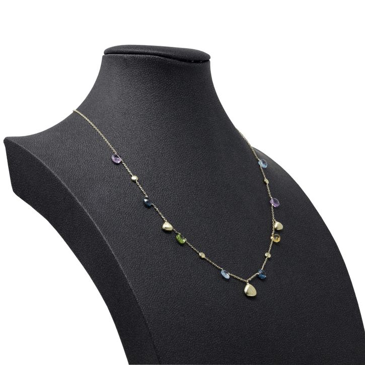 Collier aus 585 Gold Edelsteine in Tropfenform 45cm