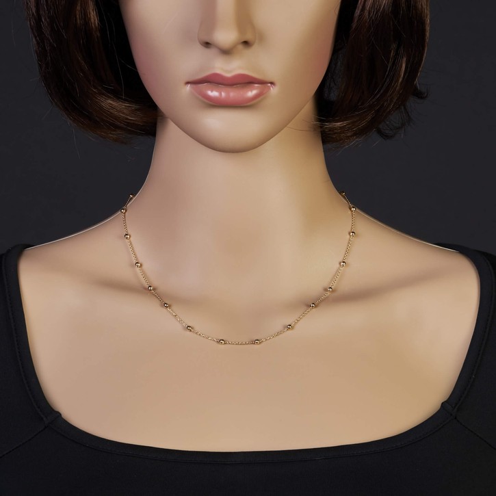 3mm Kügelchen Kette aus 585 Gelbgold 42-45cm