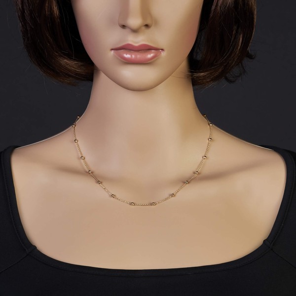 3mm Kügelchen Kette aus 585 Gelbgold 42-45cm