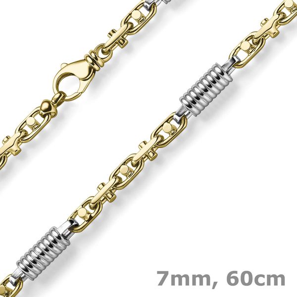 7mm Monte Carlo Kette aus 585 Gold gelb weiß 60cm