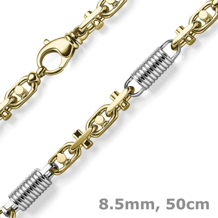 8.5mm Monte Carlo Kette aus 585 Gold gelb weiß 50cm