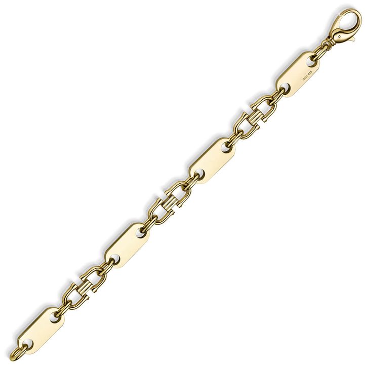 12mm Platte-Steigbügel Armband aus 585 Gelbgold 23cm