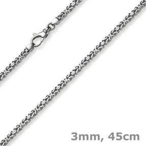 3mm Kette Halskette Königskette aus 585 Gold Weißgold massiv 45cm