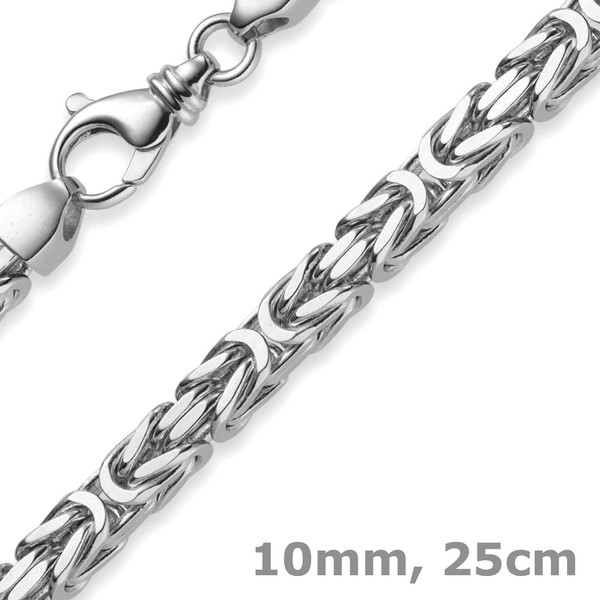 10mm Armband Königskette aus 750 Weißgold 25cm