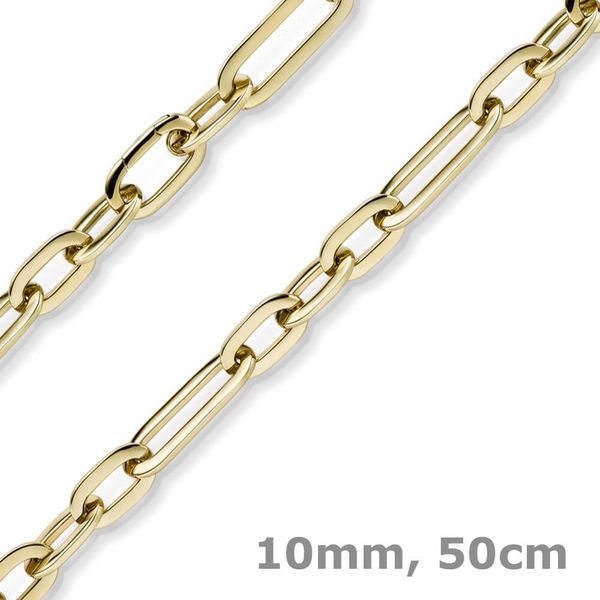 10mm Paper Clip Kette aus 585 Gelbgold 50cm