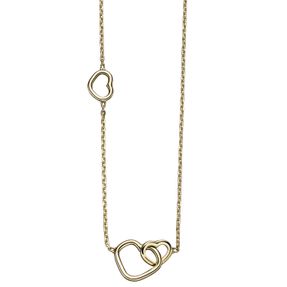 Halskette Collier aus 585 Gold Gelbgold mit 3 Herzen Halsschmuck 42-45cm