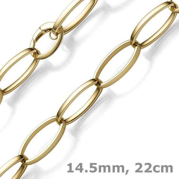 14.5mm Phantasie Armband aus 585 Gelbgold oval 22cm